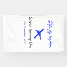 Laten we samen vliegen eerste verjaardag vliegtuig spandoek