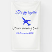 Laten we samen vliegen eerste verjaardag vliegtuig spandoek (Verticaal)