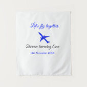 Laten we samen vliegen eerste verjaardag vliegtuig wandkleed (Voorkant)