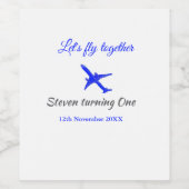 Laten we samen vliegen eerste verjaardag vliegtuig wijn etiket (Enkel label)