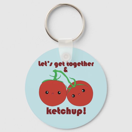 Laten we samenkomen en Ketchup! Kawaii Tomaten Sleutelhanger (Voorkant)