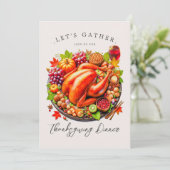Laten we samenkomen op het Thanksgiving-dinerfeest Kaart (Staand voorkant)