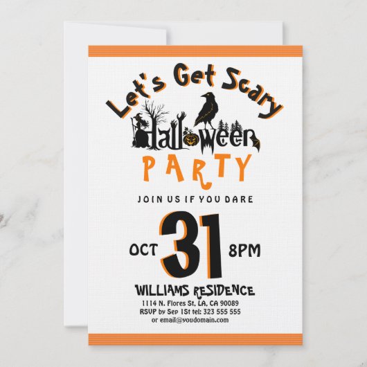 Laten we Scary Modern Halloween Party Invite krijg Kaart (Voorkant)