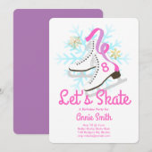 Laten we Schaats Ice Schaats Party Kaart (Voorkant / Achterkant)