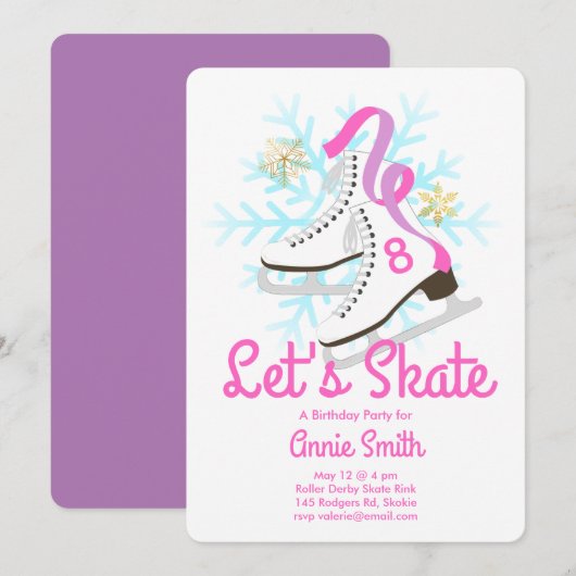Laten we Schaats Ice Schaats Party Kaart (Voorkant / Achterkant)