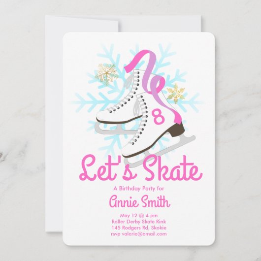 Laten we Schaats Ice Schaats Party Kaart (Voorkant)
