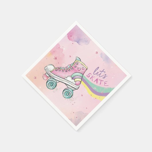 Laten we schaats l Rainbow retro Groovy Verjaardag Servet (Hoek)