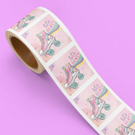 Laten we schaats l Regenboog retro Groovy Pink Vierkante Sticker