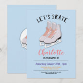 Laten we Schaats meisjes blauw-ijs-Skating Birthda Kaart (Voorkant / Achterkant)