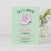 Laten we Schaats meisjes Mint Ice-Skating Birthday Kaart (Staand voorkant)