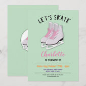 Laten we Schaats meisjes Mint Ice-Skating Birthday Kaart (Voorkant / Achterkant)