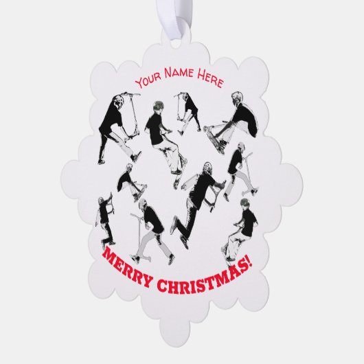 Laten we Schaats! - Stunt Scooter Fun Ornament Kaart (Links)