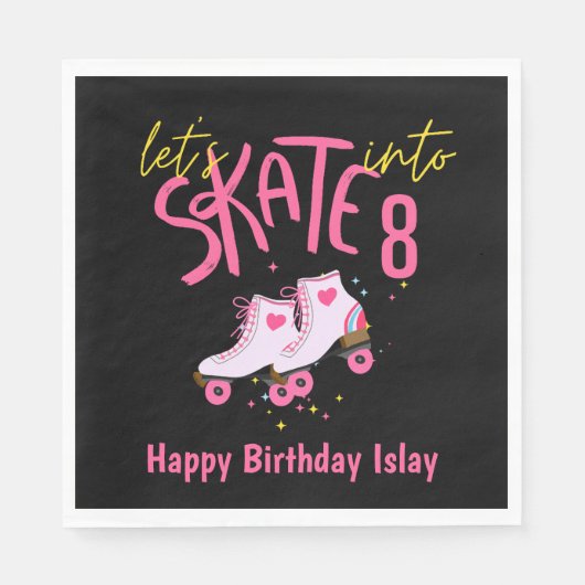 Laten we Schaatsen in acht verjaardagspapier serve Servet (Voorkant)