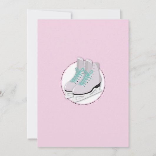 Laten we Schaatsen meisjes roze ijsschaatsenfeest Kaart (Achterkant)