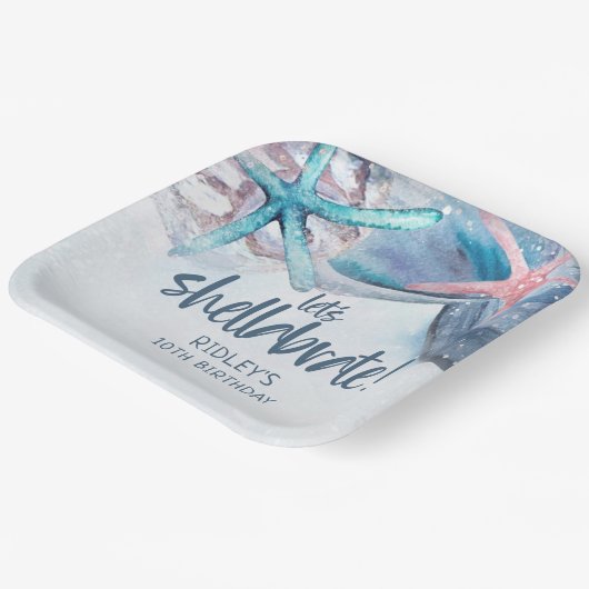 Laten we schellabreren zeesterschelpen strand verj papieren bordje (Gebogen)