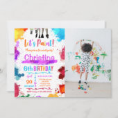 Laten we schilderen Art Verjaardagsfeest Witte Fot Kaart (Voorkant)