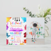 Laten we schilderen Art Verjaardagsfeest Witte Fot Kaart (Staand voorkant)