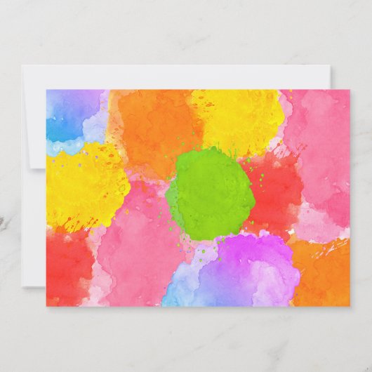 Laten we schilderen Art Verjaardagsfeest Witte Fot Kaart (Achterkant)