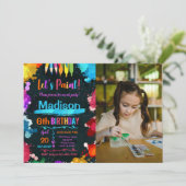 Laten we schilderen Art Verjaardagsfeest Zwart Fot Kaart (Staand voorkant)