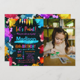 Laten we schilderen Art Verjaardagsfeest Zwart Fot Kaart