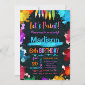 Laten we schilderen Art verjaardagsfeestje zwart Kaart (Voorkant)