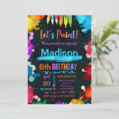 Laten we schilderen Art verjaardagsfeestje zwart Kaart (Staand voorkant)