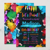 Laten we schilderen Art verjaardagsfeestje zwart Kaart (Voorkant / Achterkant)