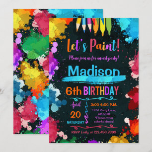 Laten we schilderen Art verjaardagsfeestje zwart Kaart