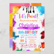 Laten we schilderen kunst verjaardagsfeestje wit