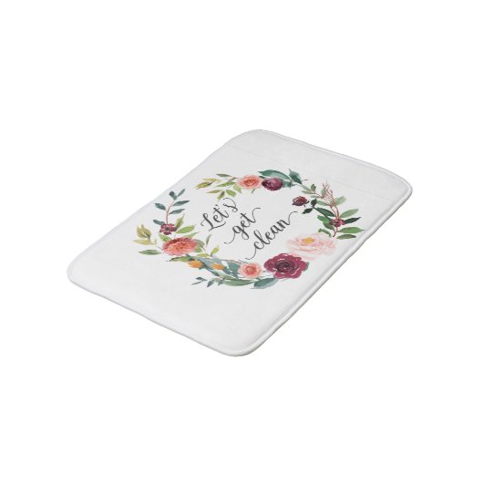 Laten we schone typografie bloemenkrans nr1 badmat (Gekanteld)