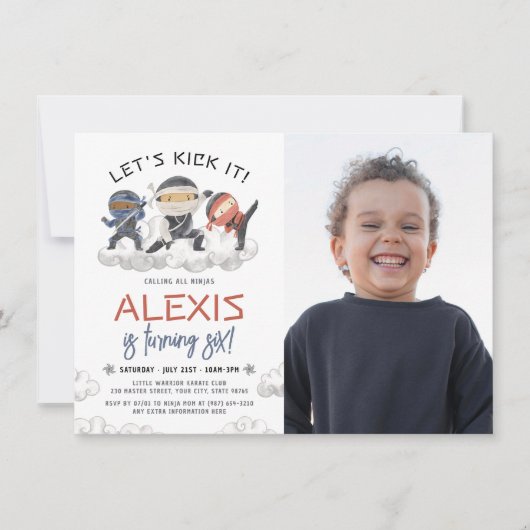 Laten we schoppen Het Ninja Warrior Karate Foto Ve Kaart (Voorkant)