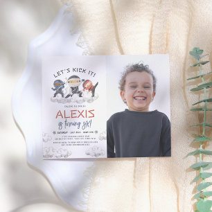 Laten we schoppen Het Ninja Warrior Karate Foto Ve Kaart