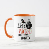 Laten we schoppen, modern Oranje en zwart Hallowee Mok (Links)