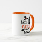 Laten we schoppen, modern Oranje en zwart Hallowee Mok (Voorkant rechts)