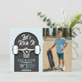 Laten we schoppen Skateboard Verjaardag Jongens Bl Kaart (Staand voorkant)