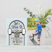 Laten we schoppen Skateboard Verjaardag Jongens Bl Kaart (Staand voorkant)