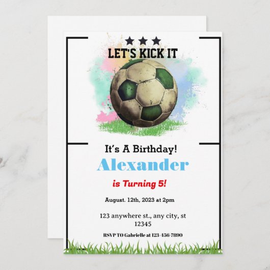 Laten we schoppen Voetbal Verjaardag uitnodiging (Voorkant / Achterkant)
