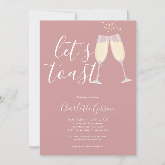 Laten we Script Bruiloft Bruidsfeest Dusty Rose Ro Kaart (Voorkant)