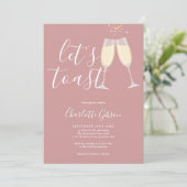 Laten we Script Bruiloft Bruidsfeest Dusty Rose Ro Kaart (Staand voorkant)