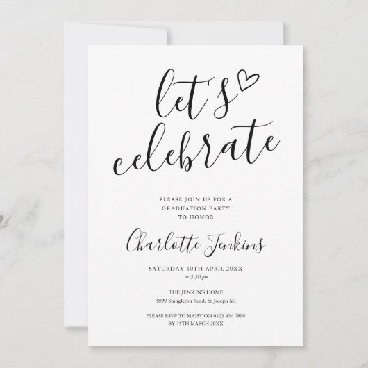 Laten we Script Heart Afstudeerfeest Vieren Kaart (Voorkant)