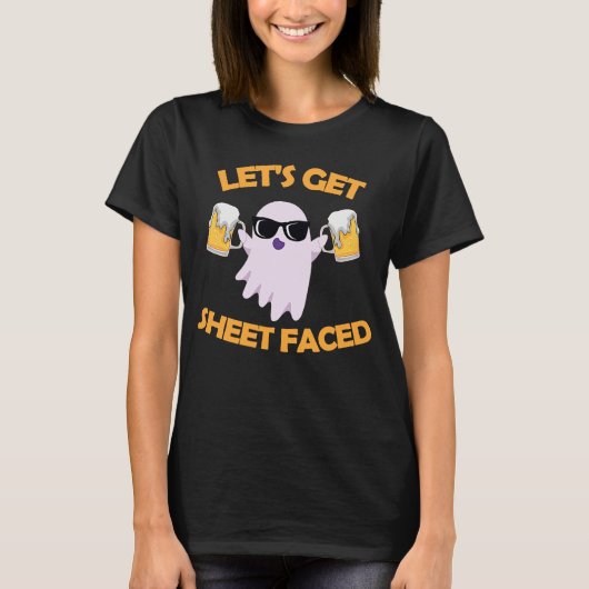Laten we Sheet Faced Ghost Halloween Drink T-shirt (Voorkant)