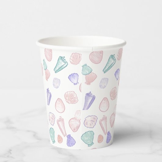 Laten we Shell-Abrate Pastel Seashell verjaardagsf Papieren Bekers (Rechts)