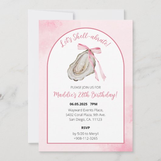 Laten we Shell-ebrate Pink Coquette Oyster Waterve Save The Date (Voorkant)