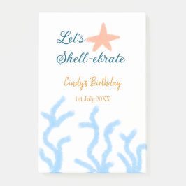 Laten we shell-ebraten onder de zee blauwe verjaar post-it® notes