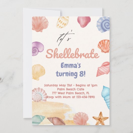 Laten we Shellabrate Beach Thema Verjaardag uitnod Kaart (Voorkant)