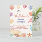 Laten we Shellabrate Beach Thema Verjaardag uitnod Kaart (Staand voorkant)