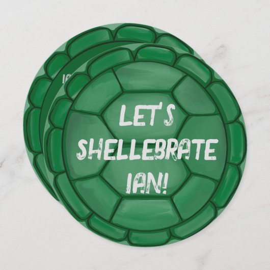 Laten we Shellebrate! Turtle Shell verjaardagsfees Kaart (Voorkant / Achterkant)