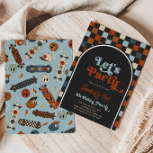 Laten we skateboard verjaardagsuitnodiging feesten kaart