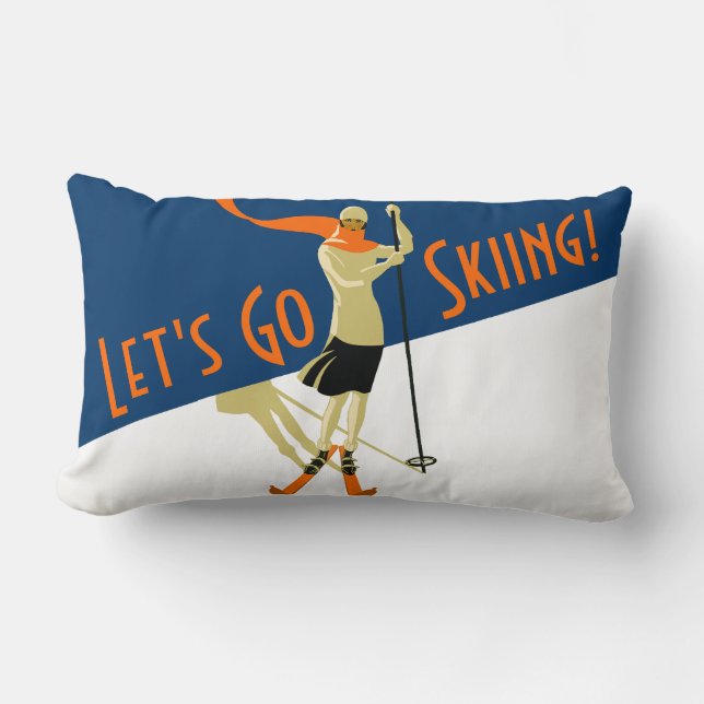 Laten we Ski gaan!  ontwerpschokken Kussen (Voorkant)