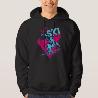 Laten we Ski, Retro Ski 80s 90s Skiing Outfit Hoodie